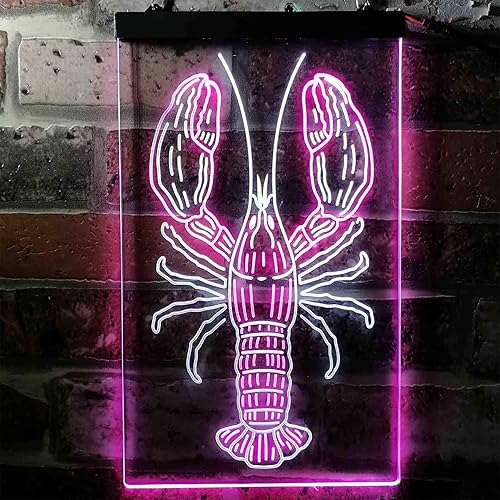 Miniatura 10 de Letrero de neón LED de doble color para restaurante de mariscos de langosta rojo y amarillo 16 x 24 pulgadas st6s46-i3721-ry