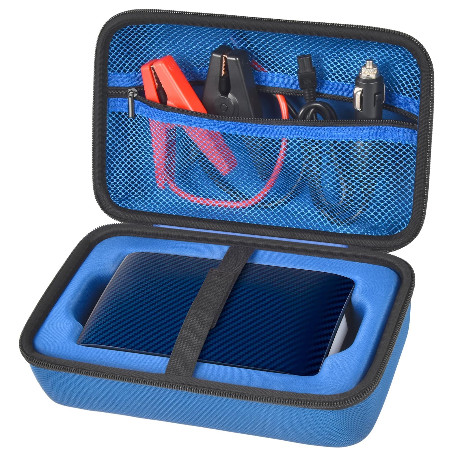 Case for Halo Bolt 58830/57720/ Air 58830/ ACDC Max 55500 mWh/Air + Portable Emergency Power Kit, Storage Holder for Air Nozzles, Extra Accessory, Car Jump Starter, and Charger- Blue (Box Only)