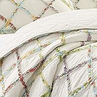 Vista 4 de Laura Ashley – Ruffled Garden colcha de algodón, Poliéster, Crema, gemelo