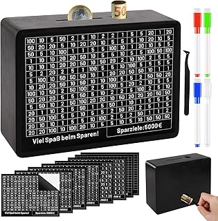 Spardose Holz, Sparbox mit Zahlen Ankreuzen, Montagefrei Spardose, Fördere Spargewohnheit bei Erwachsenen und Kindern (€500-€10,000)