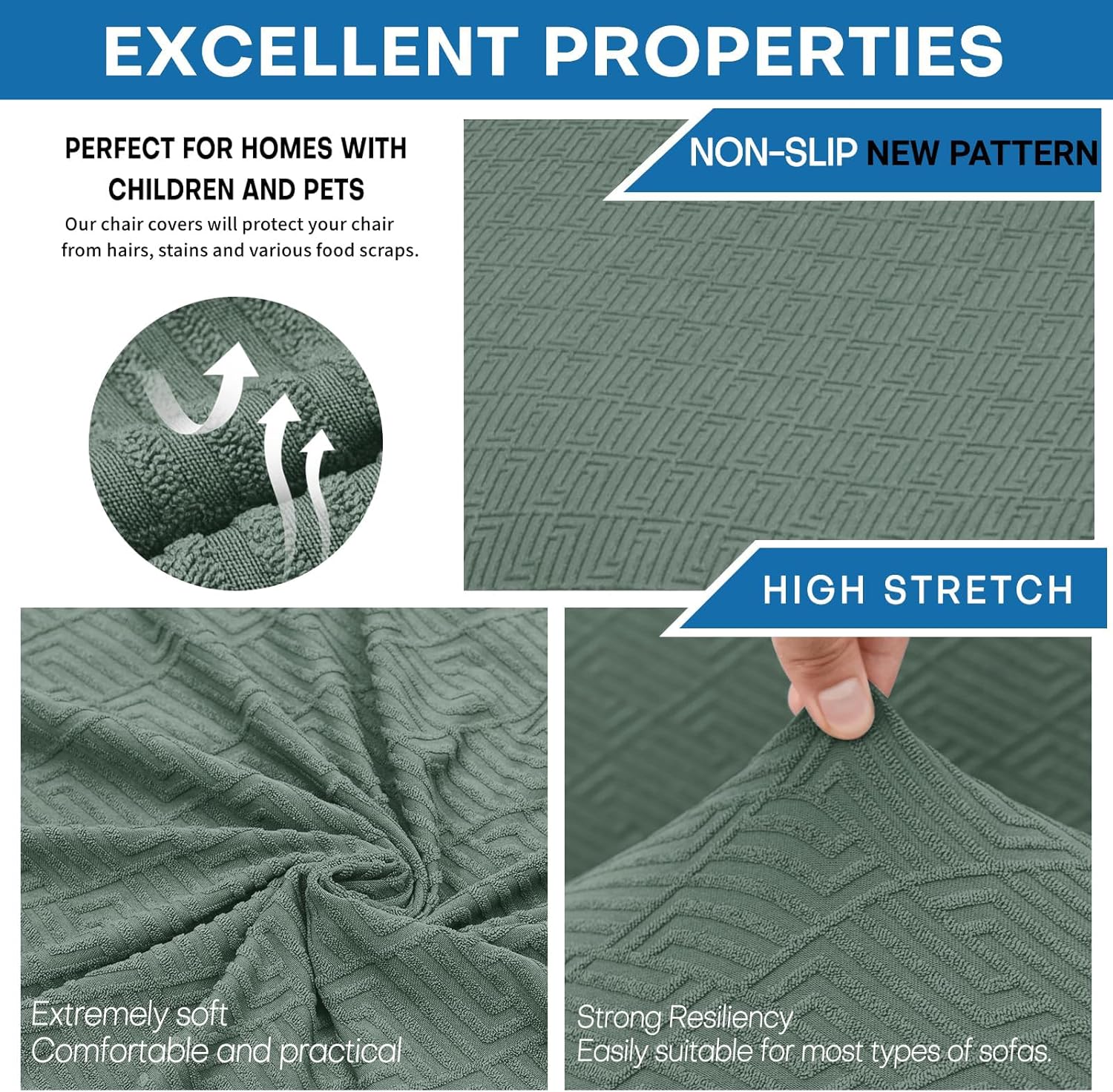 YEMYHOM 6 Packs Latest Pattern Dining Chair Slipcover Parsons Chair Furniture Protector Stretch Chair Covers for Dining Room, Restaurant, Kitchen, Party (Pea Green)