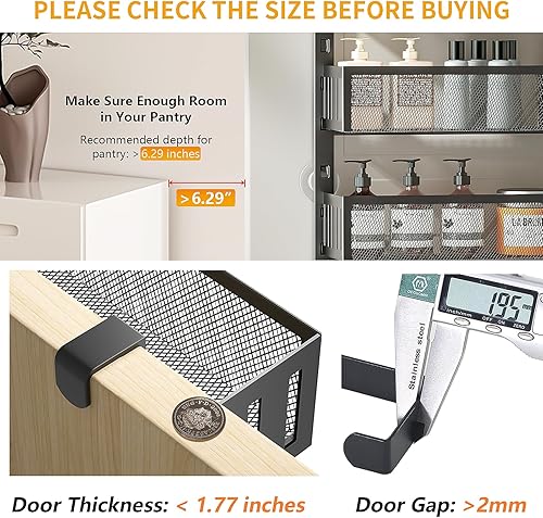 Miniatura 6 de Organizador de despensa de 10 niveles con cestas de malla, ajustable y estable para colgar especias para cocina, baño, dormitorio y almacenamiento