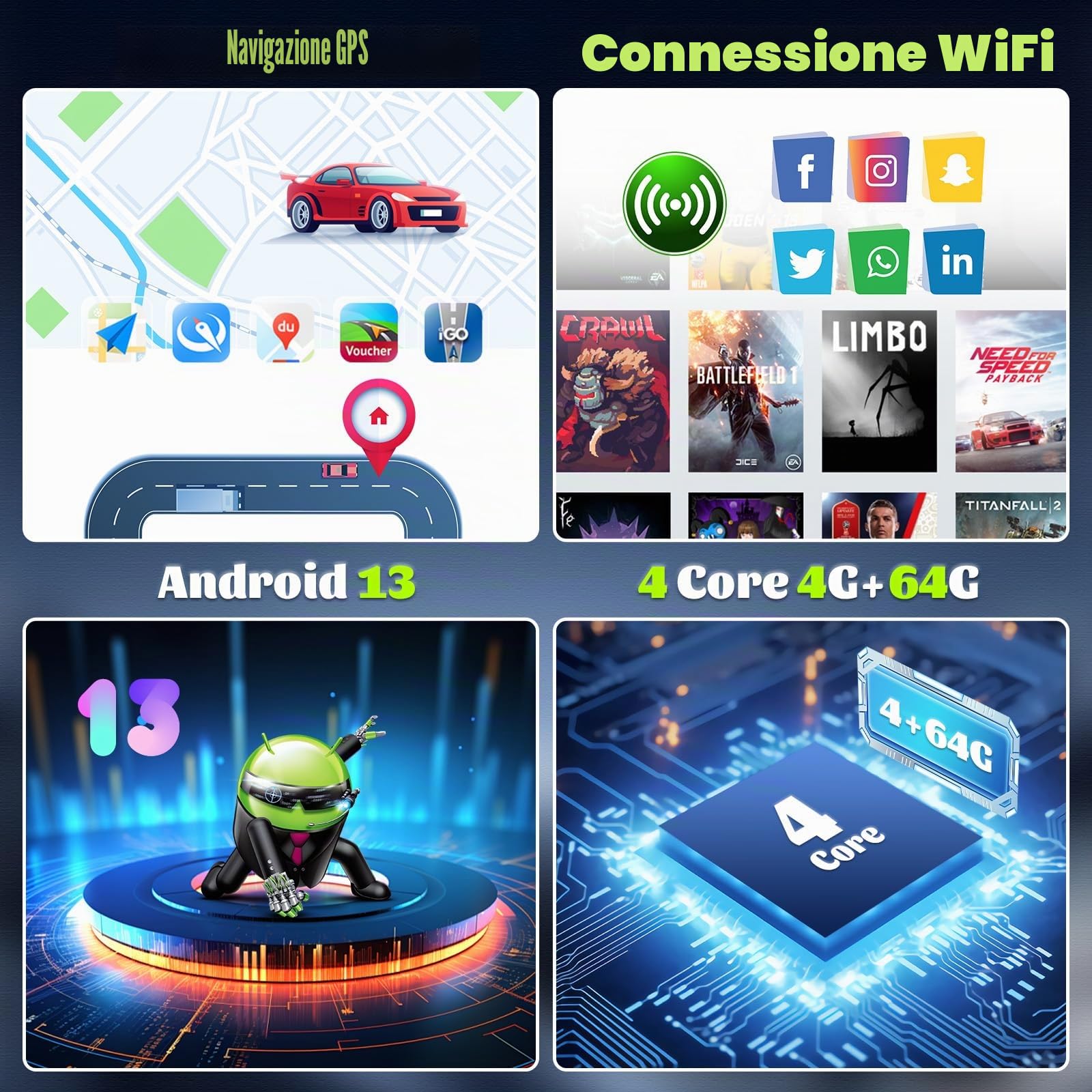 4G+64G GOHHDL Android Autoradio 2Din per Peugeot 107 / Citroen C1 / Toyota Aygo 2004-2014 con Carplay Android Auto, Radio da 10 Pollici con BTGPS Navi WIFI FM/RDS Mirror Link SWC Retrocamera&MIC