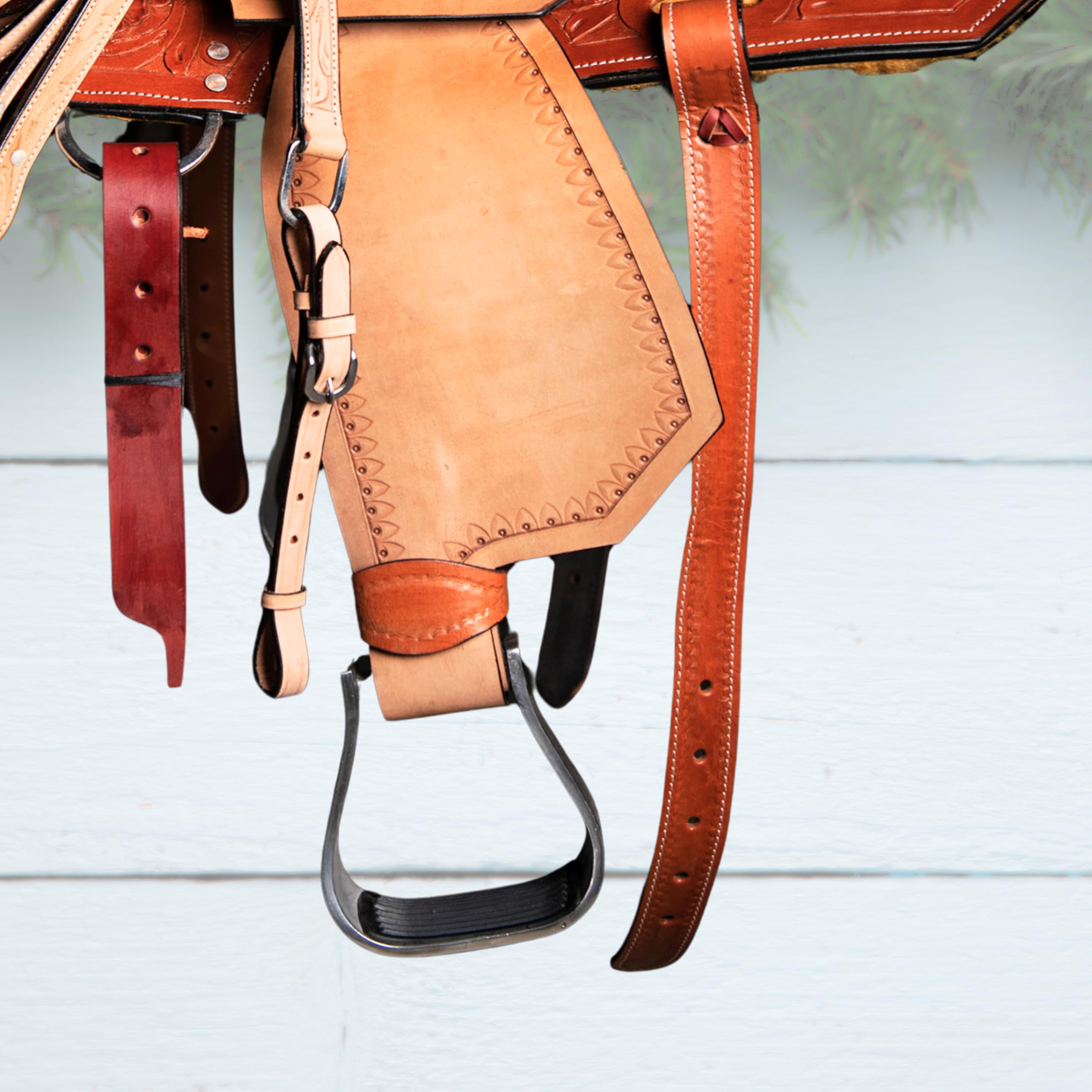 EQUIGEAR Sacoche De Selle Western En Cuir – Floral, 25,4x25,4x7,8 Cm, Réglable, Pour équitation Et Barrel Racing