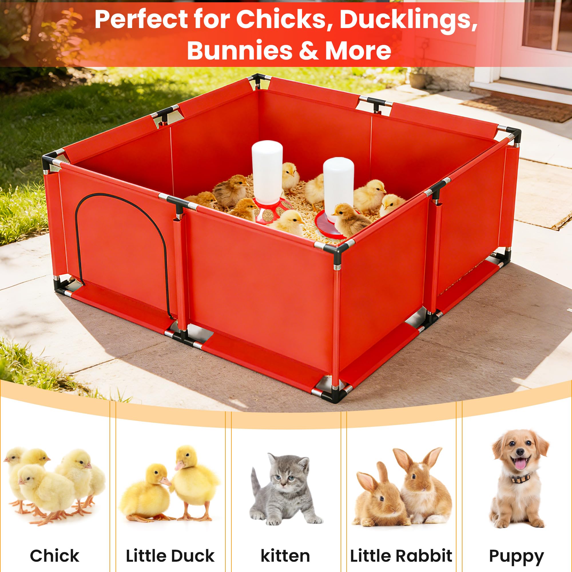 Caja de cría de pollitos para iniciación de pollos, incluye lámpara de calor de temporización, aserrín, comedero de pollitos y juego de bebedero, criador de aves de corral con lámpara de calor