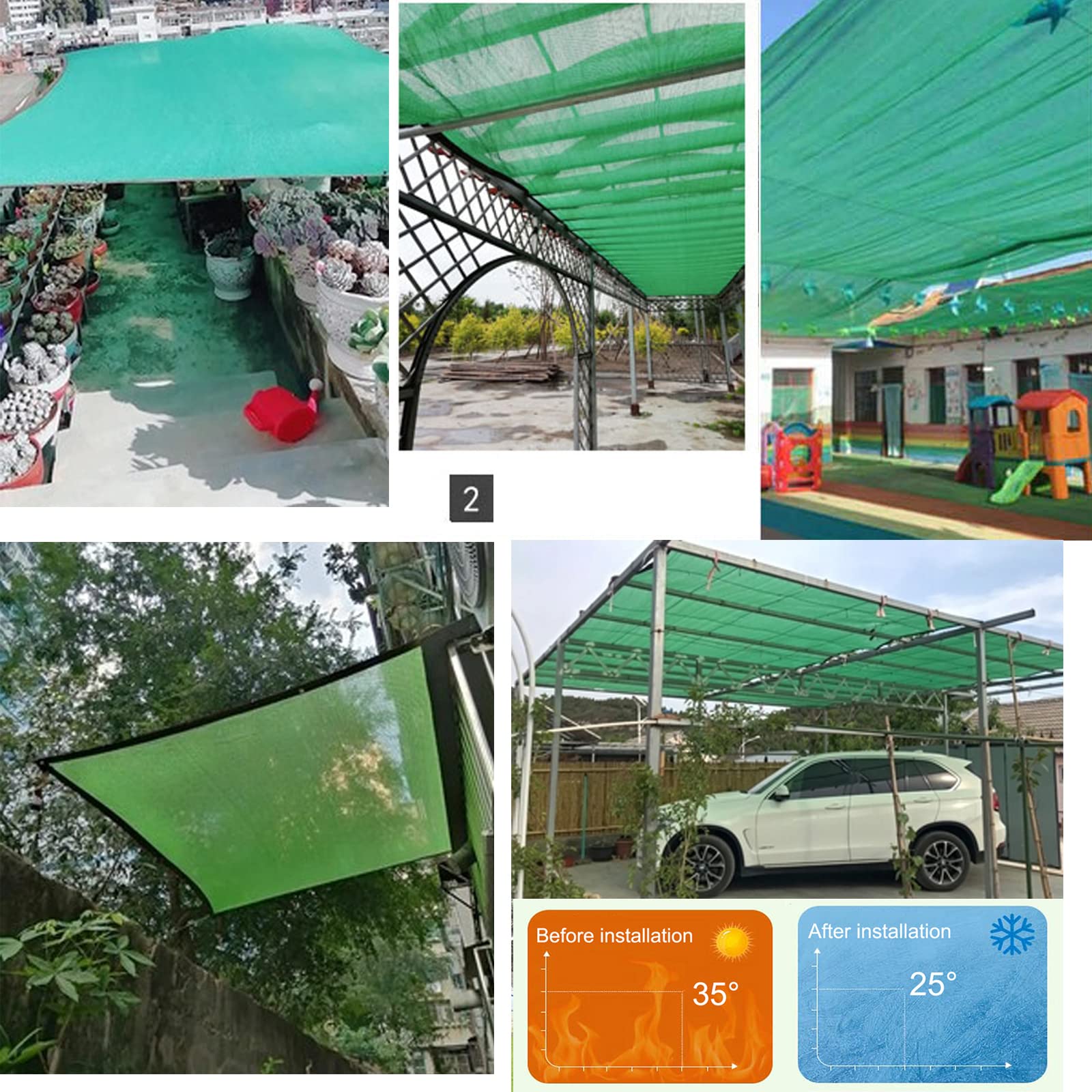 Red de Sombra Verde Bloqueador Solar de Malla Sombreadora,Solar Sombra Paño Ligera y Transpirable,Tela de Sombra 95% Bloque UV para Plantas de Flores/Perreras/Garaje (4x5m)