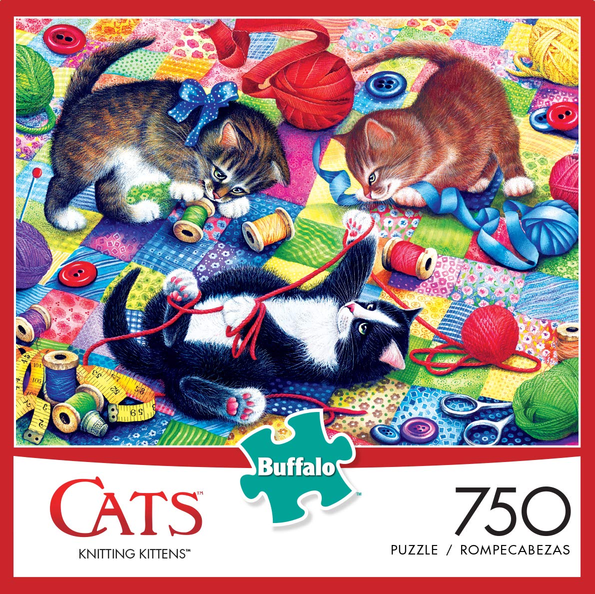 Buffalo Games – Puzzle Natale Cat-tastrophy 750 Pezzi Per Adulti – Dimensioni 61x45,7 Cm, Poster Incluso, Regalo Ideale