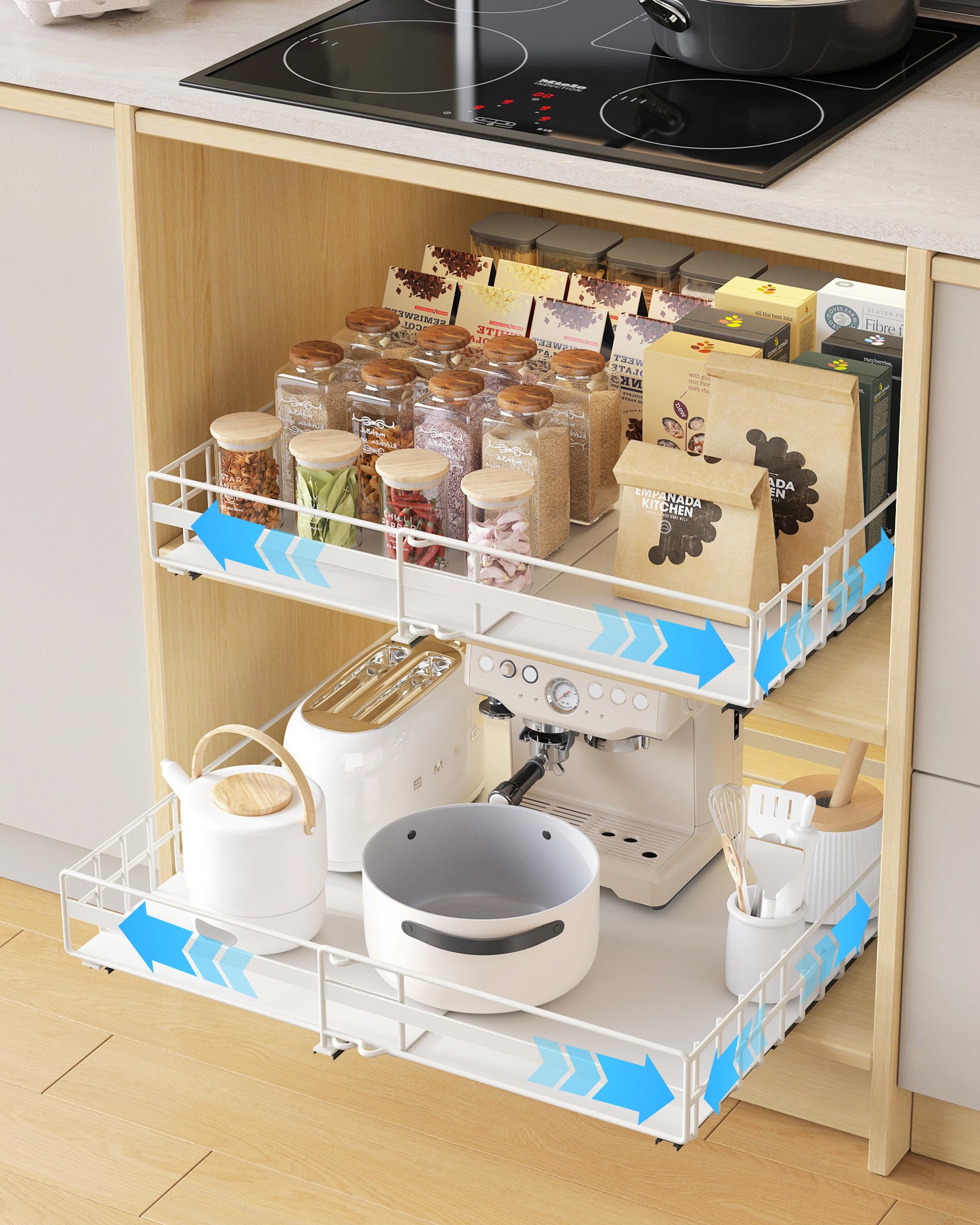 UMDONX 2 Pack Expandable Pull out Cabinet Organiser Cupboard Storage — image 1