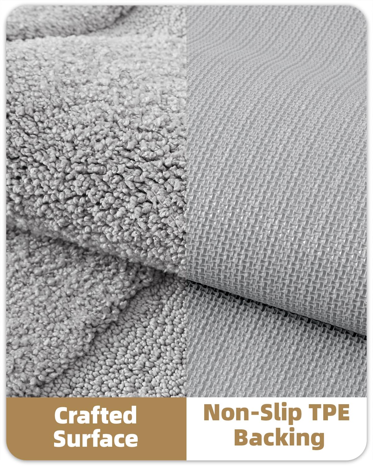 COLOR&GEOMETRY Badematte Badteppich rutschfest Waschbar, 61 x 92 cm Badezimmerteppich Groß Absorbierende Weiche Badvorleger, Badematte Grau für Badezimmer, Dusche, Badewanne, Waschküche