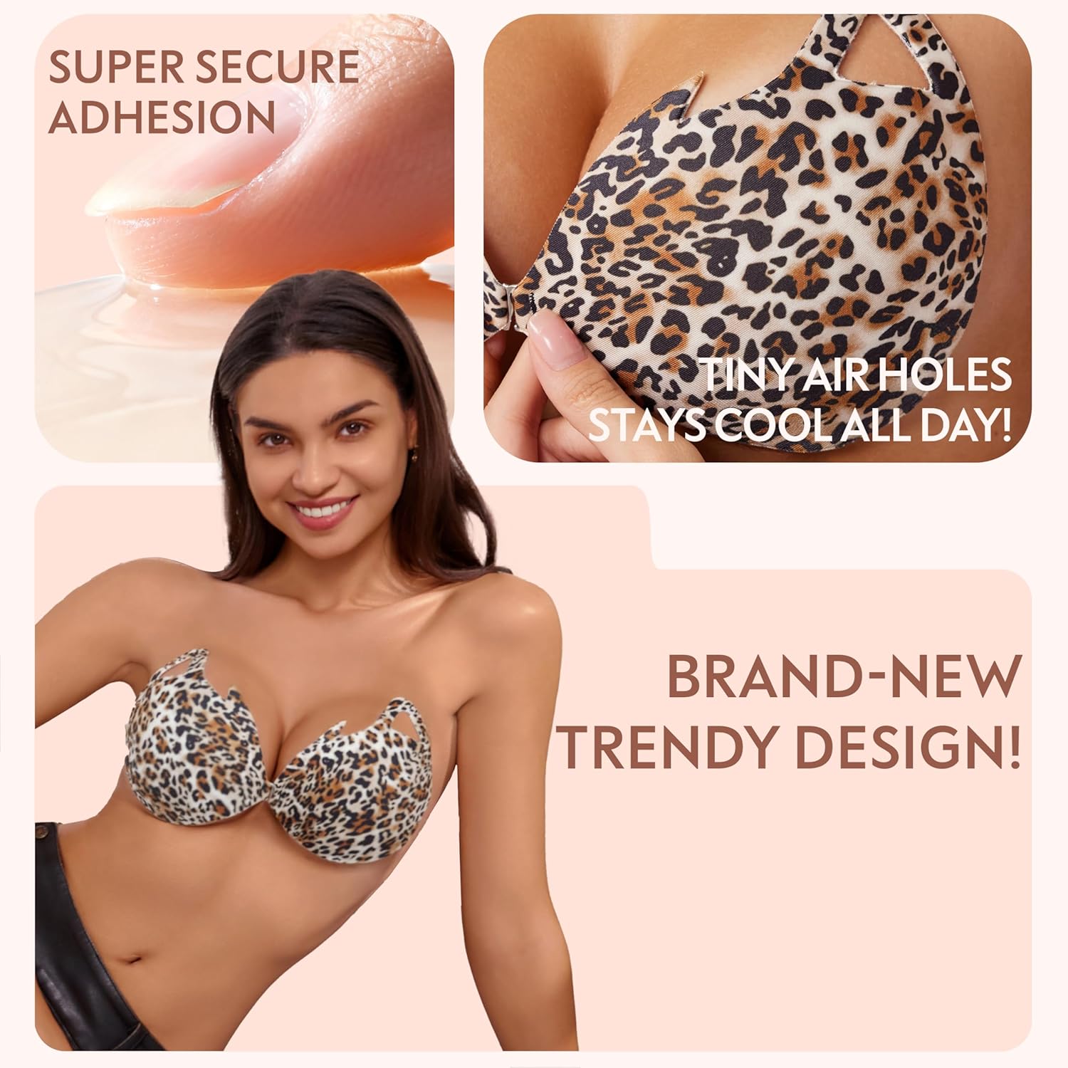 Rosefly Flare Wing Push Up Bra for Women, Strapless Backless Sticky Bra with Short Clasp for Extreme Deep V - Image 3