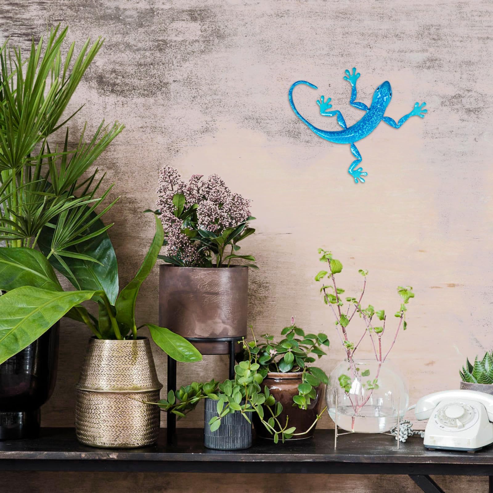 ORIGEN Déco Murale : Lézard Multicolore en Résine, Collection Tropik, Hauteur 26 cm