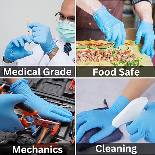 Miniatura 5 de MEDPRAYER Guantes de examen de nitrilo, guantes desechables de nitrilo de 4 mil, sin látex y sin polvo, guantes seguros para alimentos