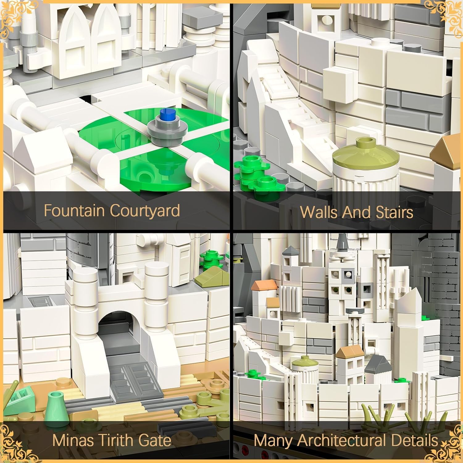 Architecture Klemmbausteine Ideas Mini Bausteinen, Film STEM Lord Magic Moc Rings deko Geschenk für Erwachsene Jungen ab 8-16+ Nicht Kompatibel Mit Lego 1680pcs