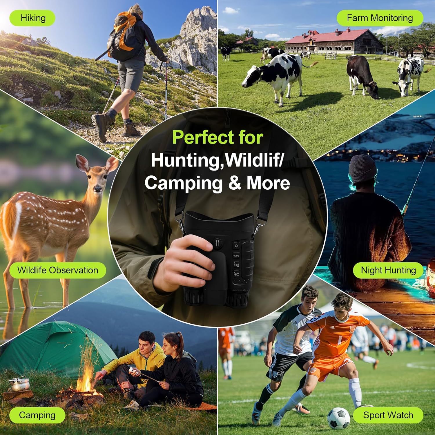 4K Night Vision Goggles, Night Vision Binoculars with Rangefinder, 3.2" HD Screen, 5000mAh Rechargeable Battery, 32GB TF Card for Adults, Camping, Wildlife Observation - Image 9