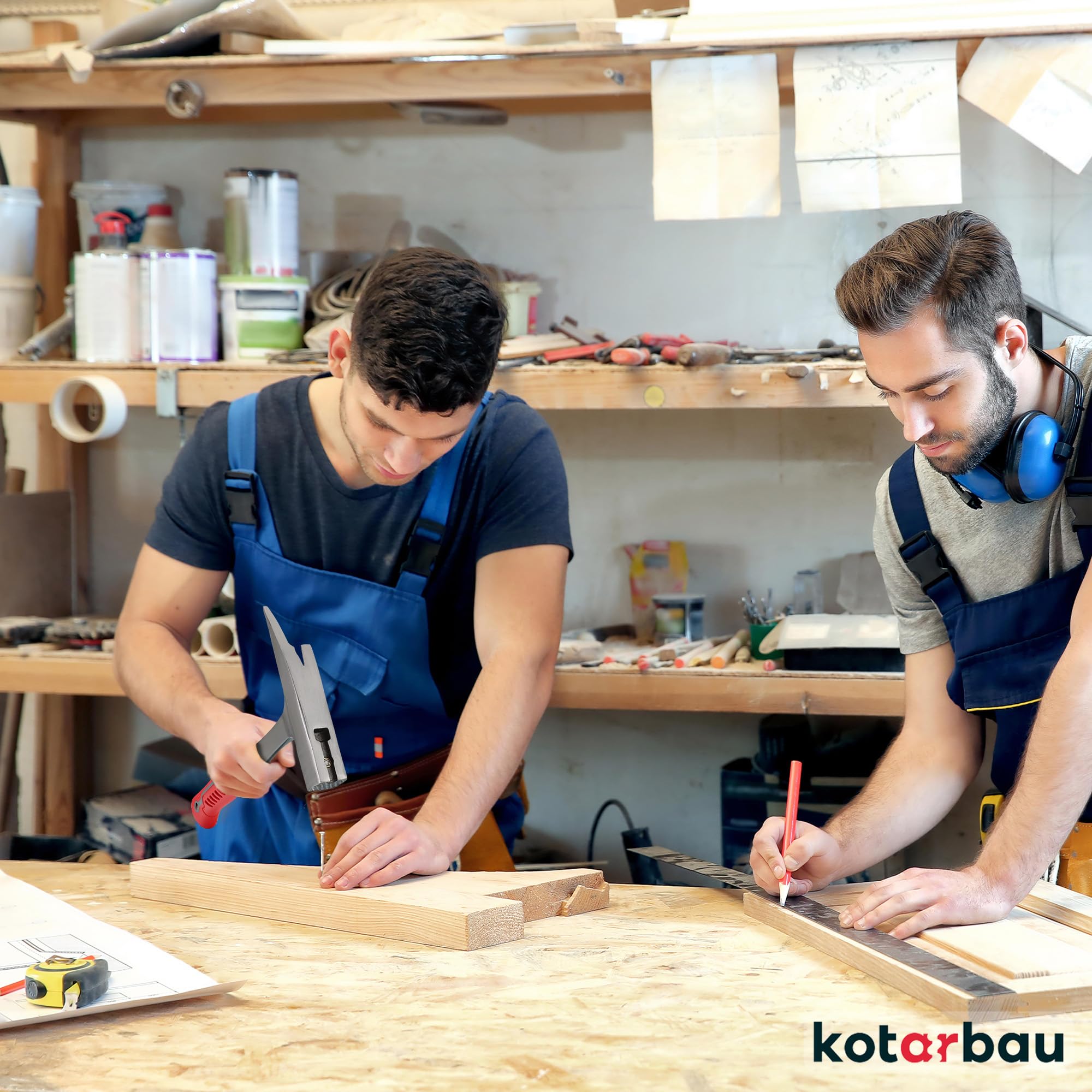 KOTARBAU® Martillo de techado/Martillo de listones 1000g con soporte magnético para clavos, acero forjado, resistente para quitar clavos, amortiguación de vibraciones ergonómica, mango de goma