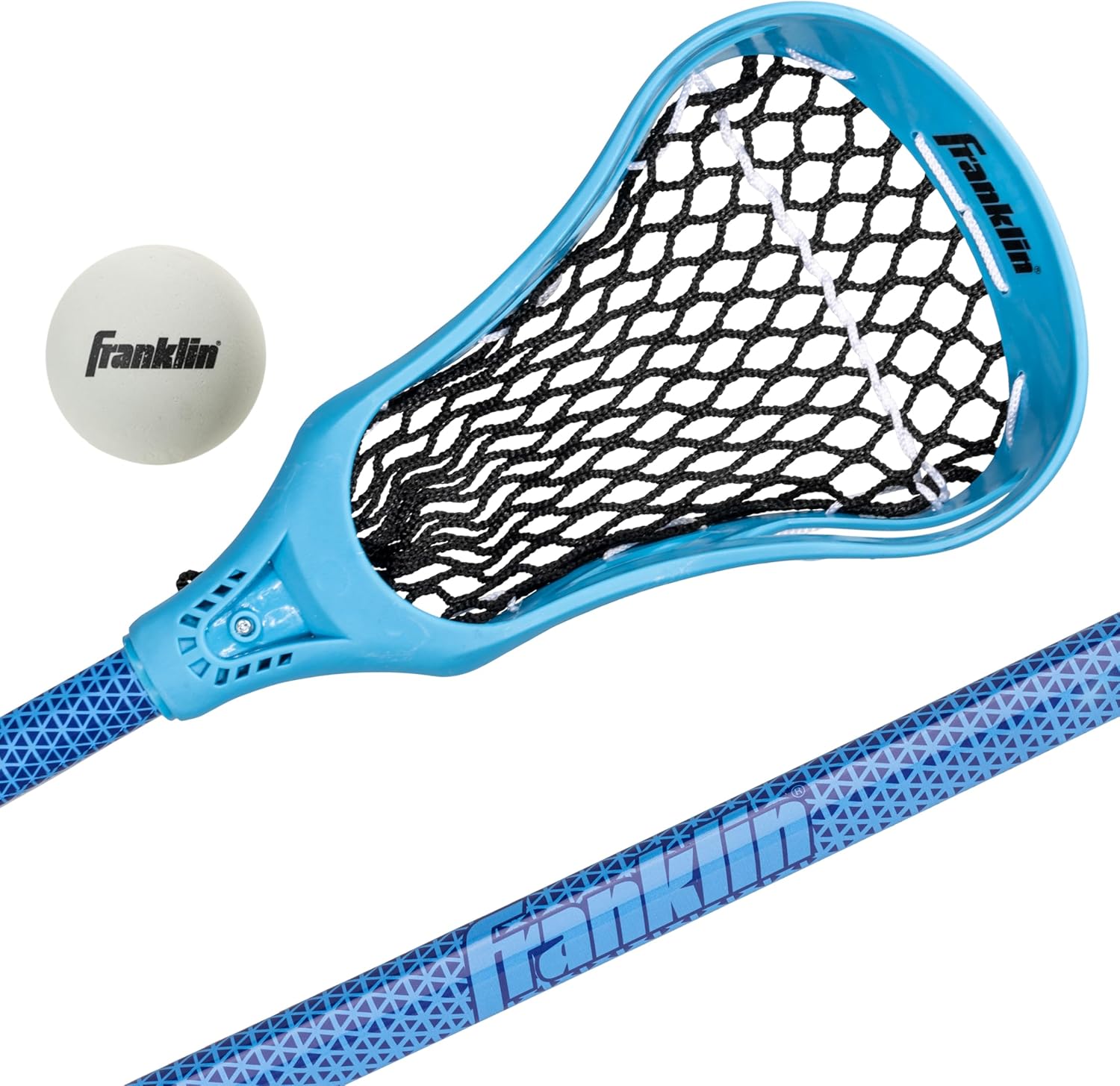 Franklin Sports Future Champs Youth Lacrosse Stick + Ball Set - Kids 32" Inch Practice Stick - Beginner Backyard Plastic Stick + Lightweight Soft Ball 32" Blue
