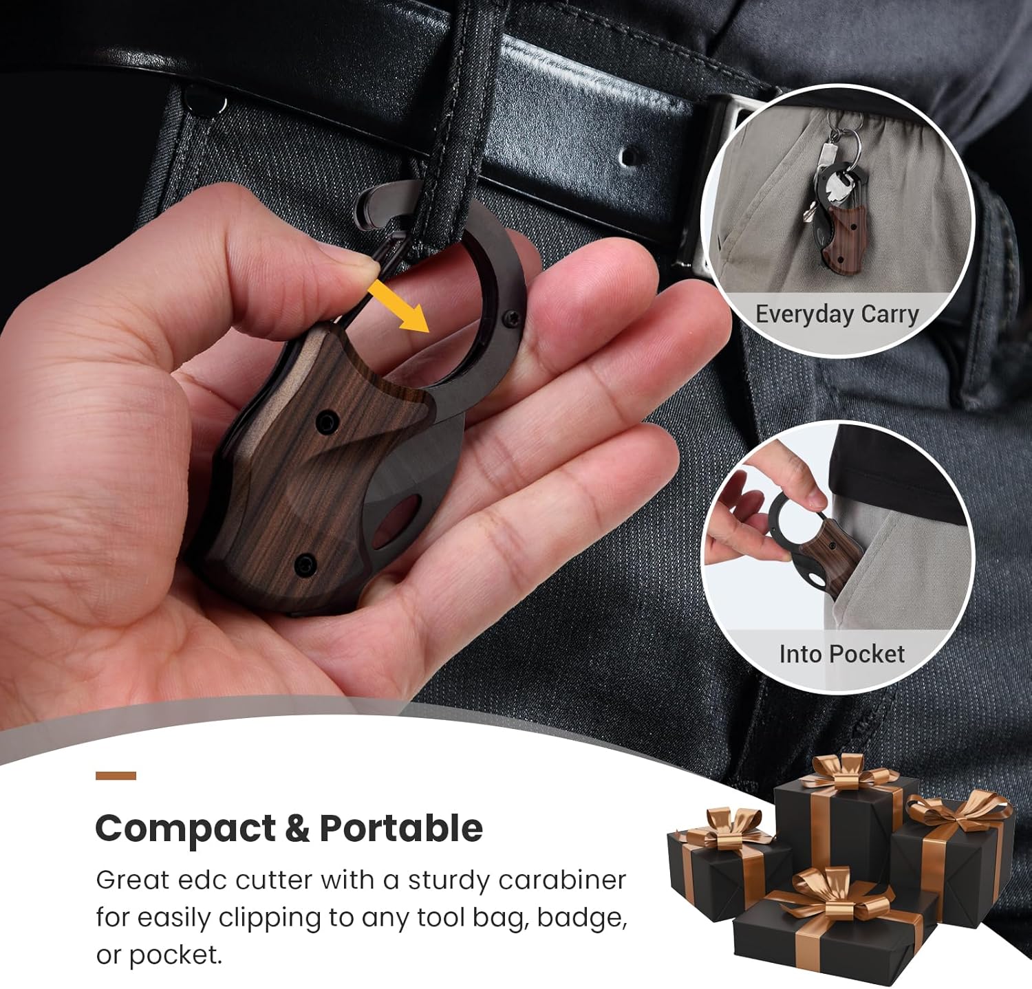  Small Pocket Knife for Men | Cool Box Cutter with 1.34 inch Sharp Blade, EDC Knives Tool for Everyday Carry (Wood Grain) thumbnail
