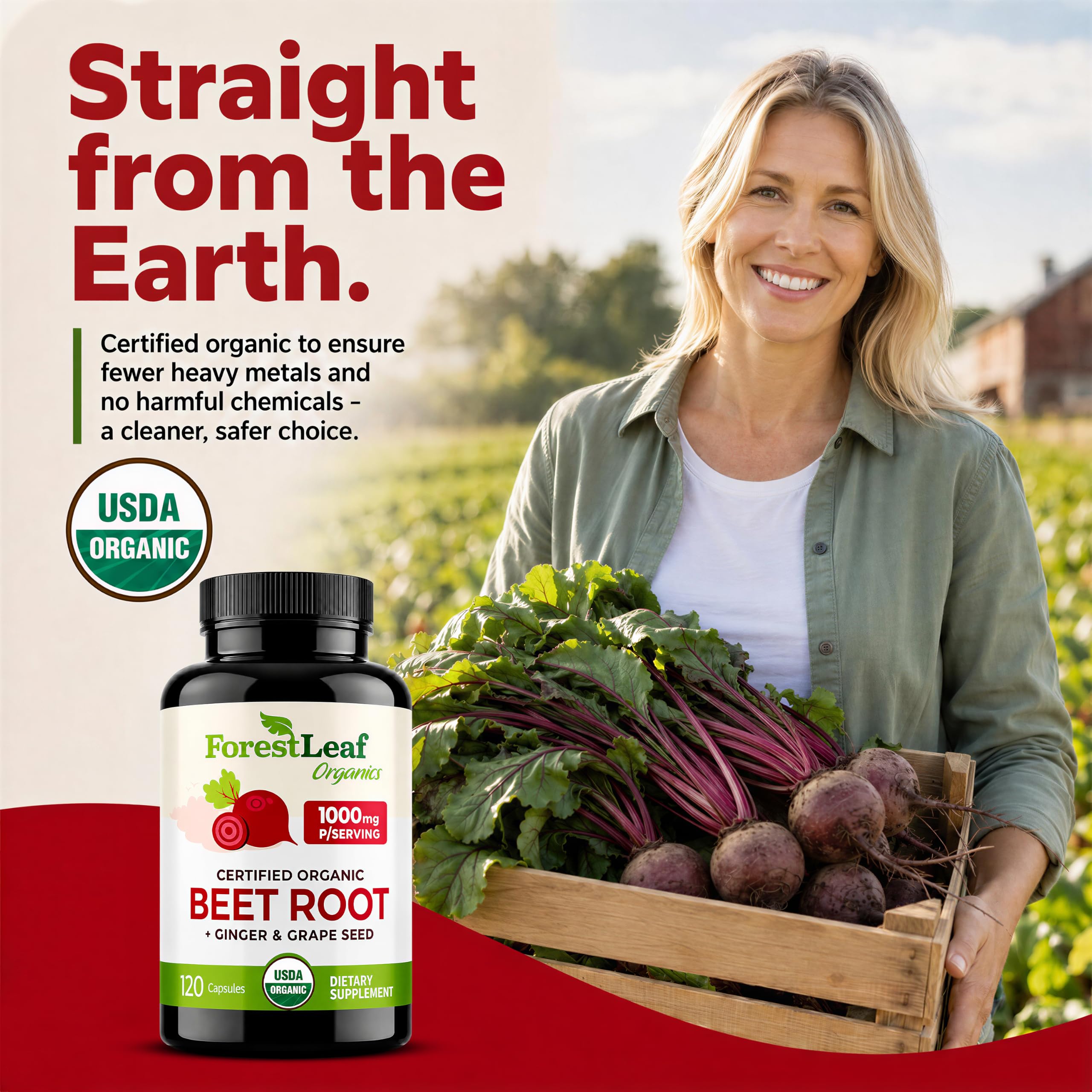 ForestLeaf Organic Beet Root Capsules, Ginger & Grape Seed, 120 Caps — Amazon image 5