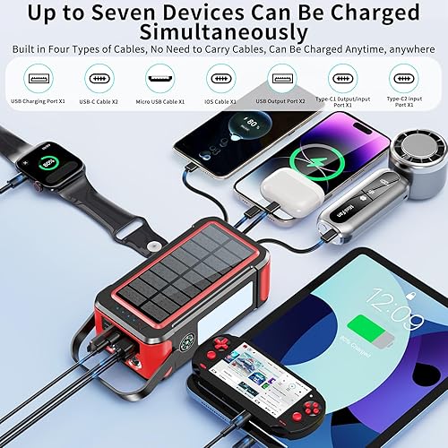 Miniatura 3 de Cargador solar de 80000 mAh, cargador portátil con salidas dobles y entradas duales 2 linternas LED, batería de carga rápida para equipo de
