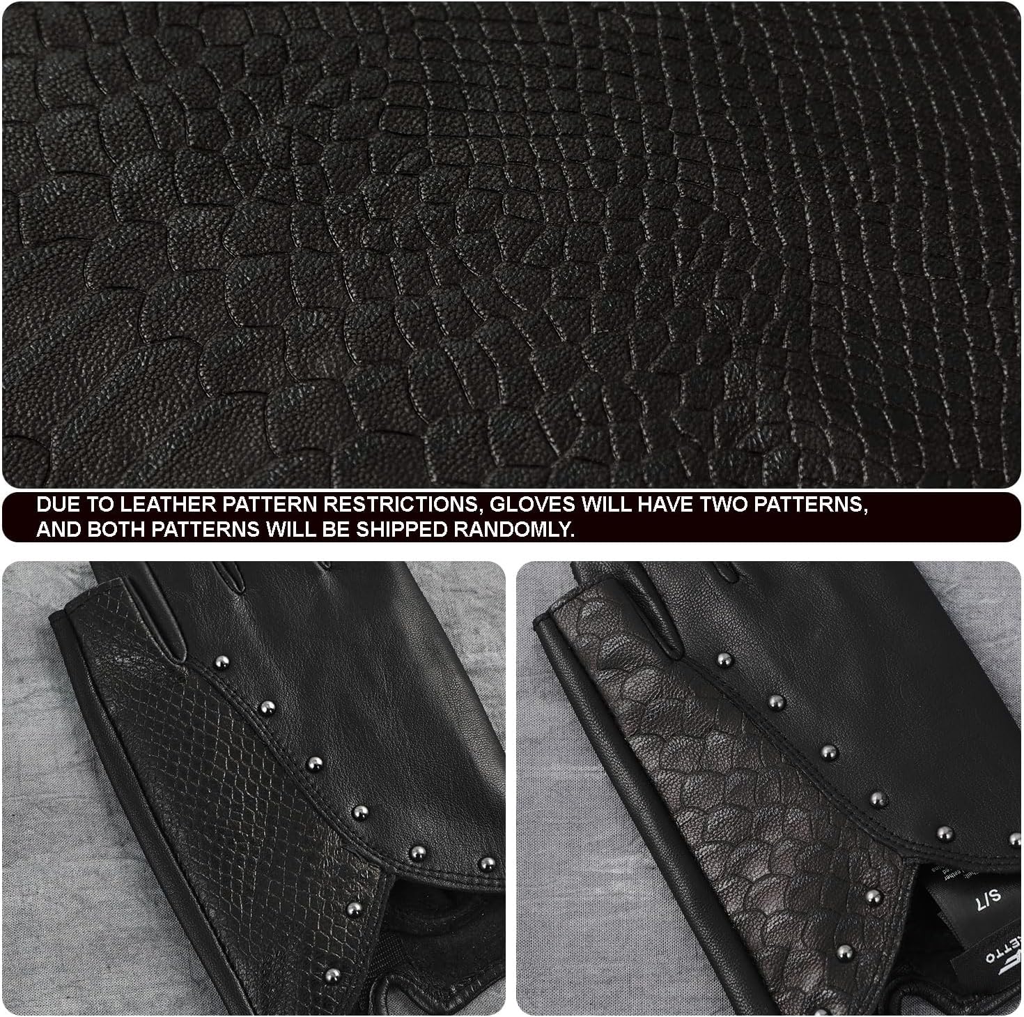 FIORETTO Womens Punk Fingerless Leather Gloves for Driving Motorcycle Unlined Half Finger Sheepskin W180416 - Image 5