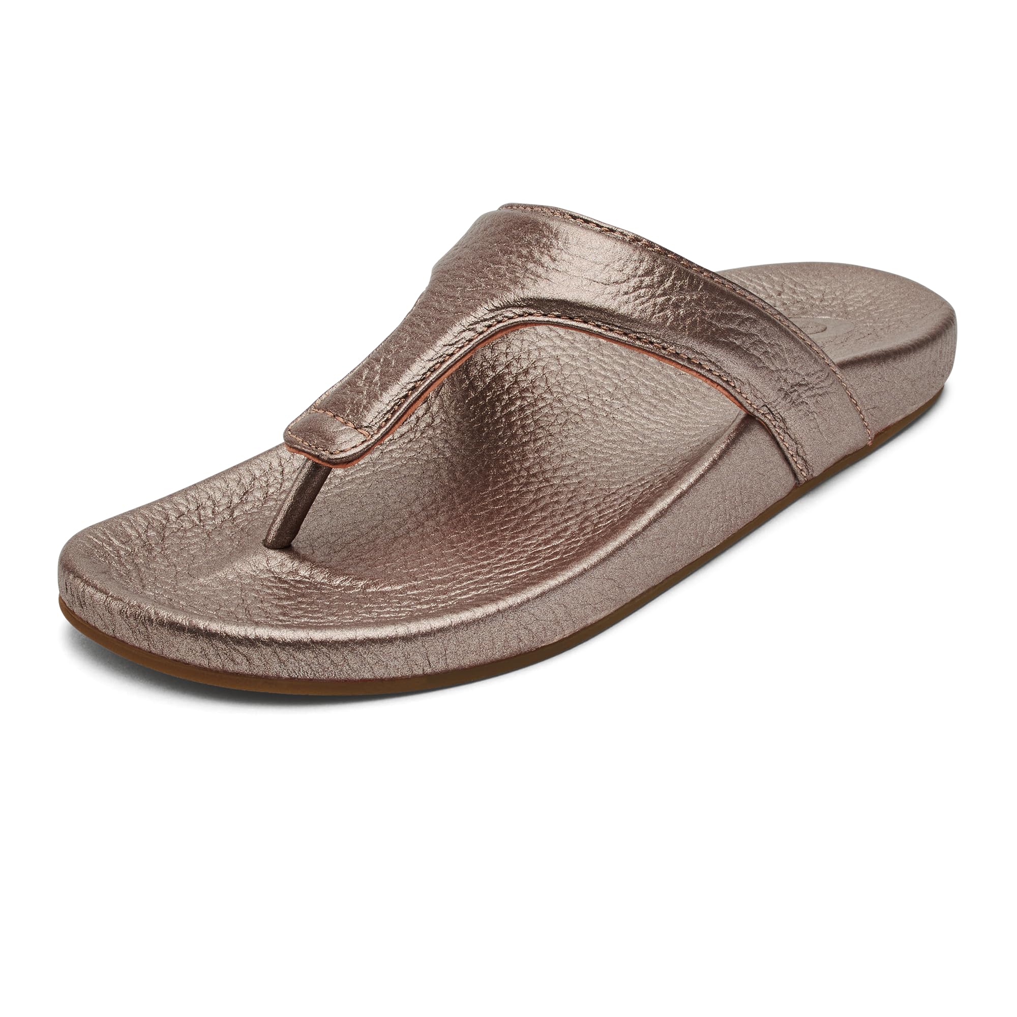OLUKAIKipe'a Lipi Women's Beach Sandal, Soft Leather Flip-Flop, All-Day  Wear Ultra-Soft Comfort Fit, Bubbly/Bubbly, 10