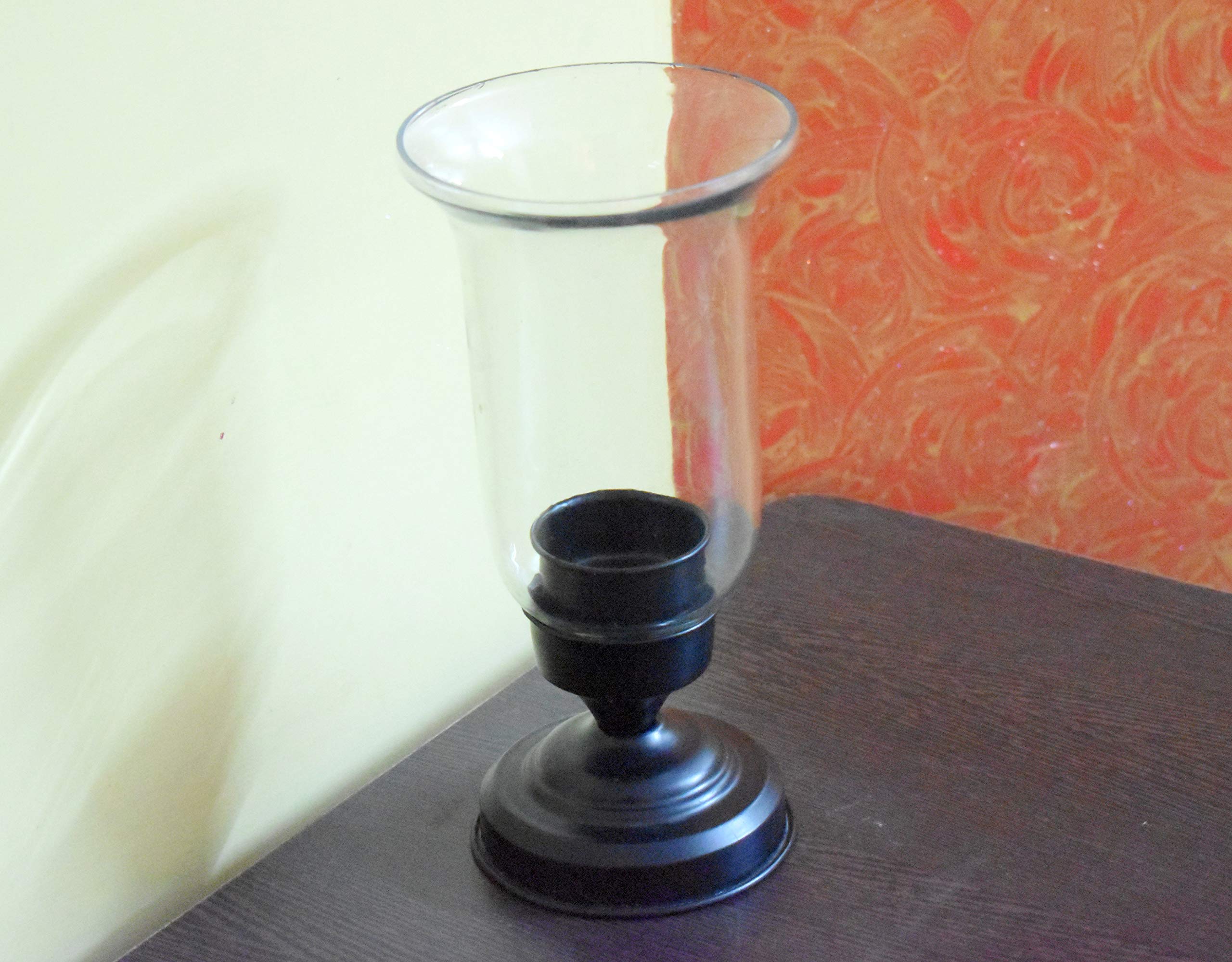 MARBOGLASS India Glass Tea Light Candle Holder Cup Shape with Metal Stand (1 Piece) Size-10 inches with 2 Tlight Candle Free for Christmas,Birthday, Anniversary,Hotel, Spa, Party.-image-23