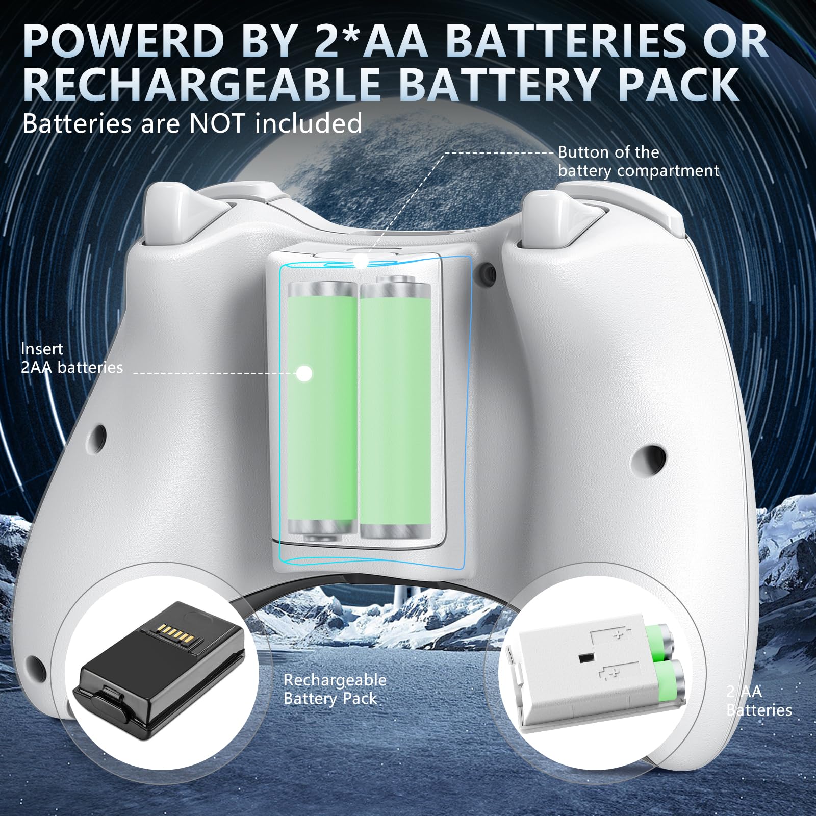 Bonacell Kontroler bezprzewodowy do konsoli Xbox 360 Kontroler PC z adapterem odbiornika USB 2,4 GHz Ulepszony joystick gamepada z podwójną wibracją do konsoli Xbox 360/Microsoft PC Windows 7/8/10