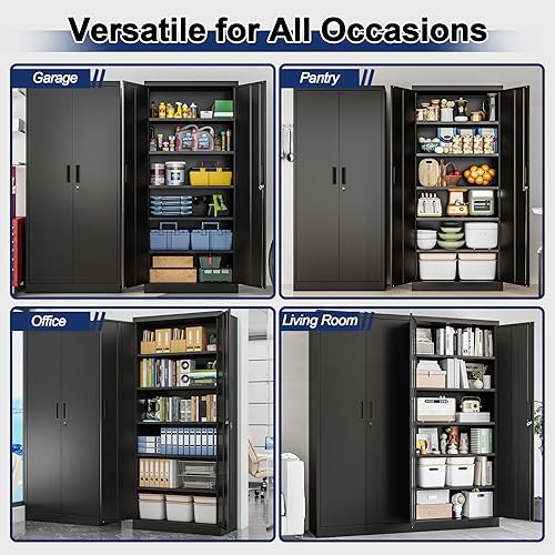 Miniatura 5 de BESFUR Gabinete de almacenamiento de metal, 72 pulgadas de alto x 36 pulgadas de ancho x 18 pulgadas de profundidad, estantes ajustables y puertas