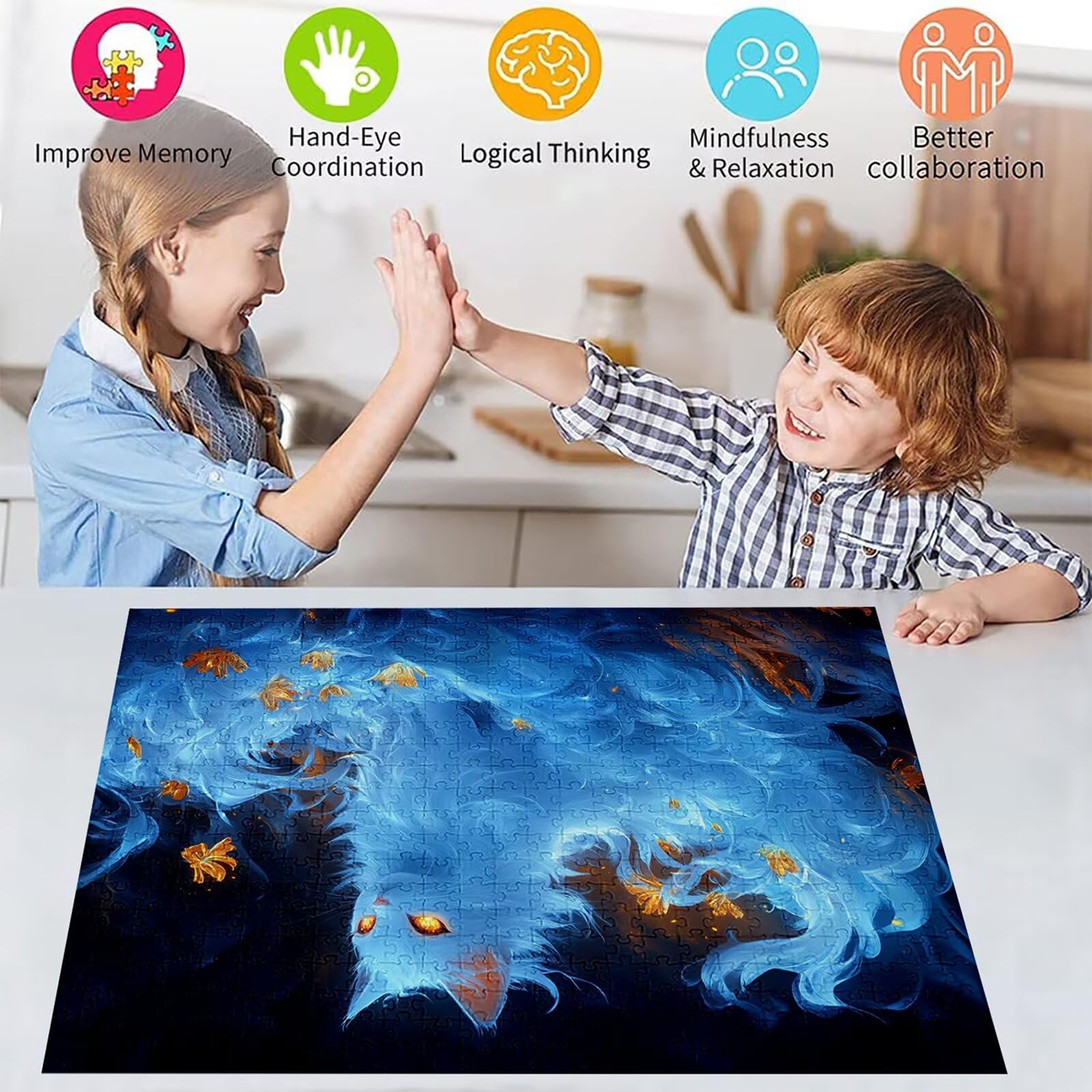 Puzzle 3000 elementów abstrakcyjne puzzle dla dorosłych kot 122 x 81 cm unikalne rzemiosło klasyczne 3D drewniana układanka do rodzinnych gier biznesowych, układanka zrób to sam do dekoracji ścian