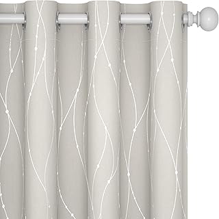 Deconovo Beige Blackout Curtains with Silver Dots