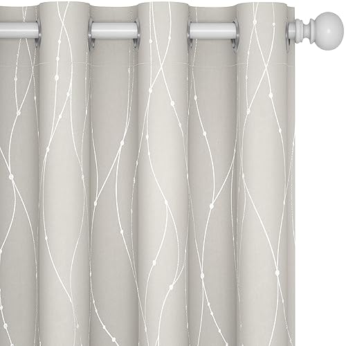 Deconovo Beige Curtains for Living Room, Light Darkening Soundproof Drapes