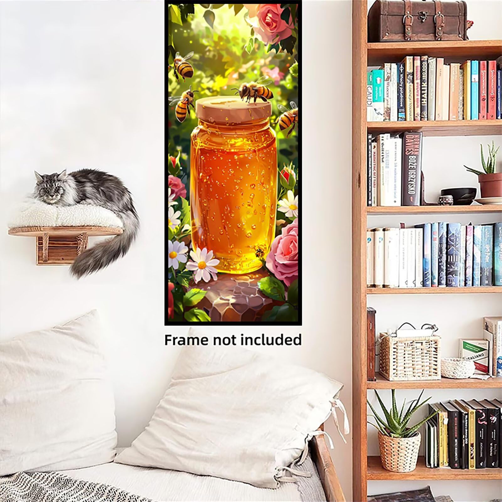 Malen Nach Zahlen 50x150cm Leinwand Honig. Malen Nach Zahlen Erwachsene mit Ohne Rahmen, DIY Kreativ Set für Erwachsene mit Pinseln und Acrylfarbe, Zimmer Deko Biene Landschaft Geschenk, P0M-902