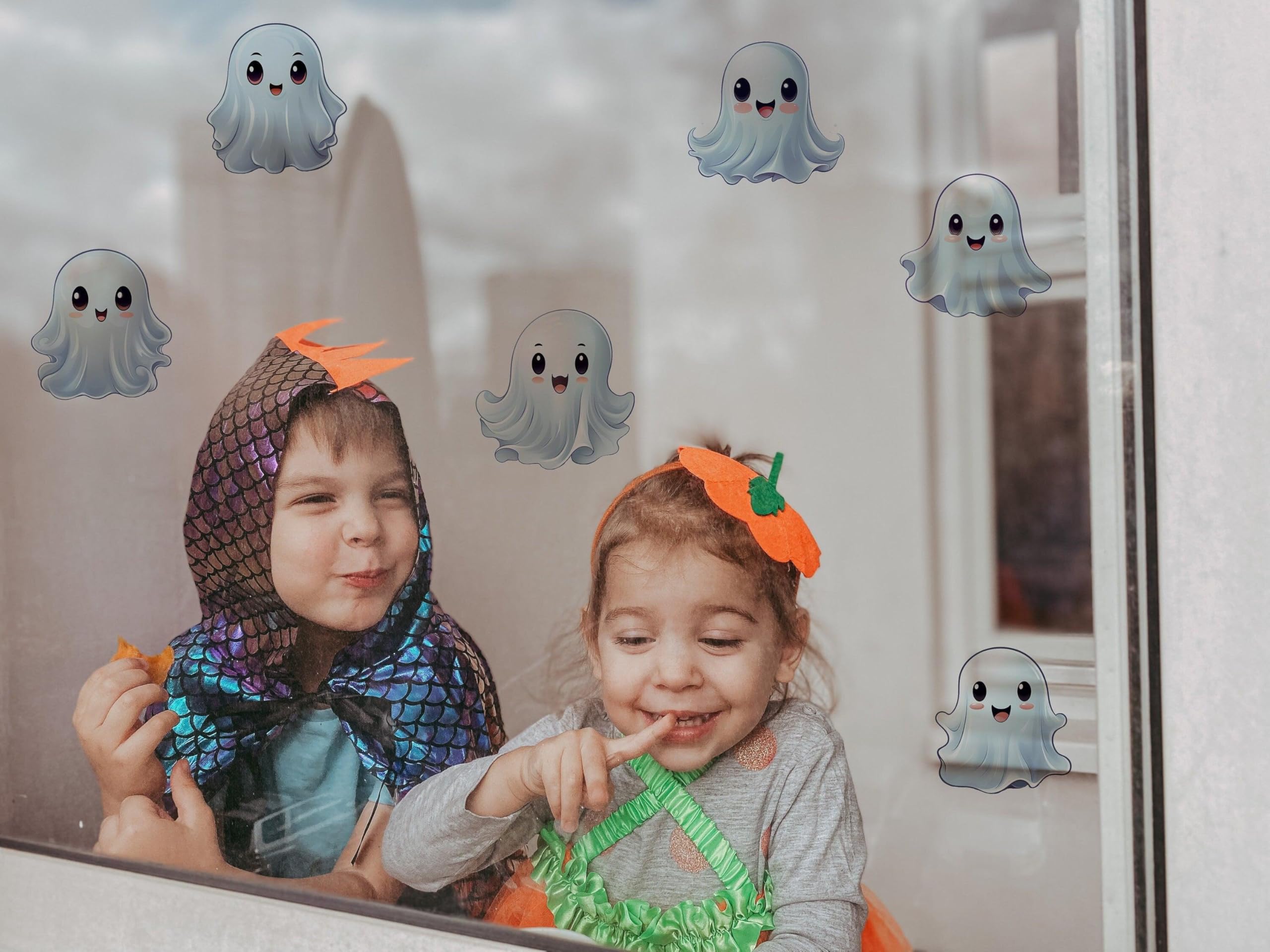 12 x zestaw naklejek na okno z matowym duchem - wytrawione Halloween urocze dekoracje kalkomanie 12