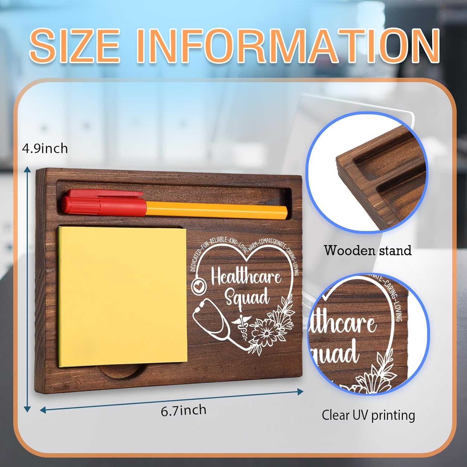 Healthcare Squad Appreciation Gift, Motivational Desk Decor for Healthcare Professionals, Inspirational Ideas for Doctors, Nurses, and Medical Staff, Wooden Self-Stick Note Pad Holders TBC134 - Image 6