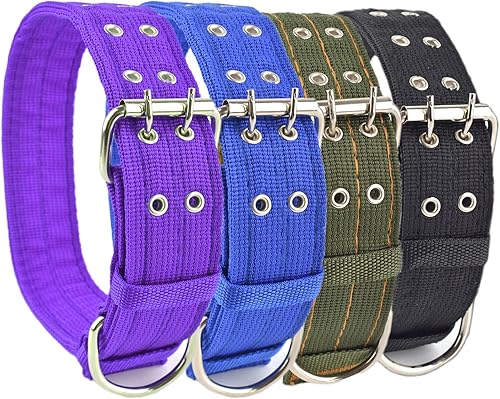 Miniatura 5 de Collar de perro ajustable militar, anillo en D de 2 pulgadas de ancho y hebilla de 2 filas, collar de perro táctico de nailon verde