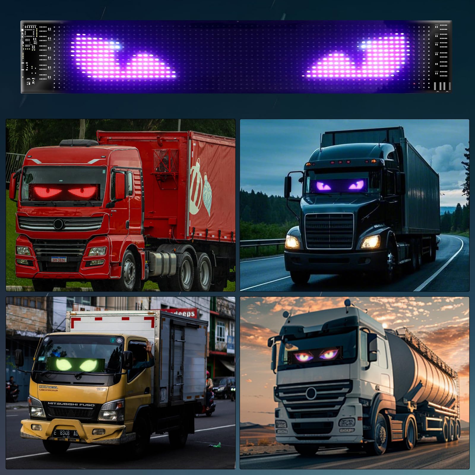 Ojos Para Coche Ojo De Pantalla LED Flexible A Todo Color RGB Para Camion,  Ojos De Texto Programabl Con Aplicación, Señal LED Flexible Animada Para  Parabrisas De Coche Y Camión - AliExprs, image size:1600x1600