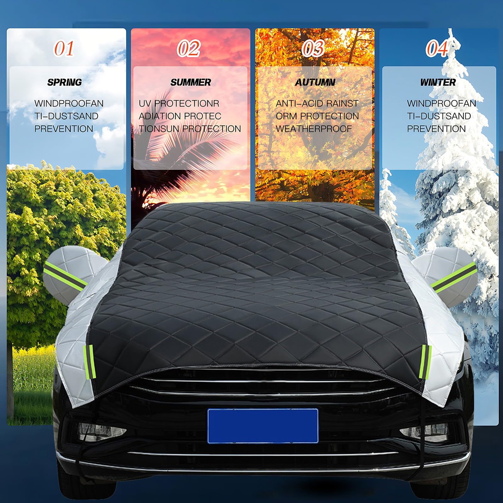 Bâche Voiture Exterieur Anti-grêle pour Honda Civic Coupe 1994-2024, Demi-Housse De Voiture Imperméable et Respirante, Bâche Protection Intérieure Extérieure Tout Temps FY13