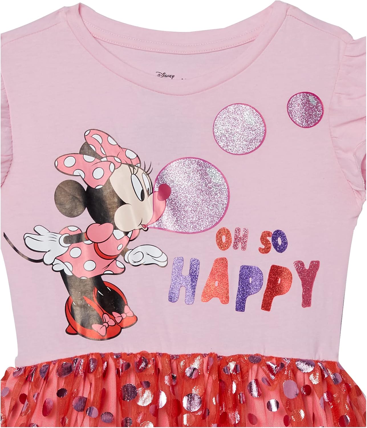Disney Girls Minnie Mouse Ruffle Sleeve Tulle Dress - Girls Sizes 4-16 - Image 2