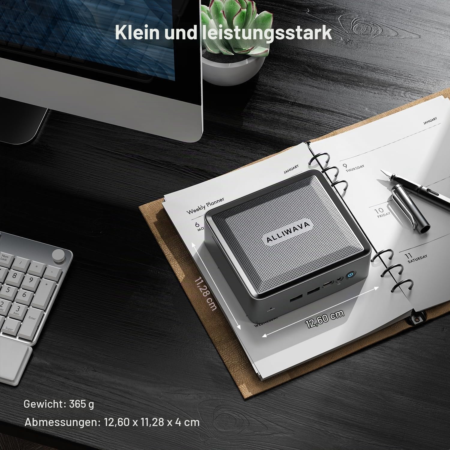 ALLIWAVA U58 Mini PC AMD Ryzen 7 5825U 16GB DDR4 512GB NVME SSD (8C/16T, bis zu 4.5 GHz), WiFi 6E & BT5.2, 2X HDMI & USB-C Dreifacher 4K60Hz-Ausgang, Home-Büro und Multimedia Computer