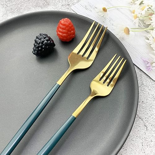 Miniatura 7 de JASHII Juego de cubiertos de plata 1810 de acero inoxidable, juego de cubiertos dorados  24 piezas modernos Cubiertos Dorados  El mejor regalo de