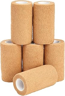 6-Rolls Self Adhesive Bandage Wrap, Vet Tape - 4 in x 5 Yds Breathable, Elastic Cohesive Wrap Tape for Wrist, Swelling, Sp...