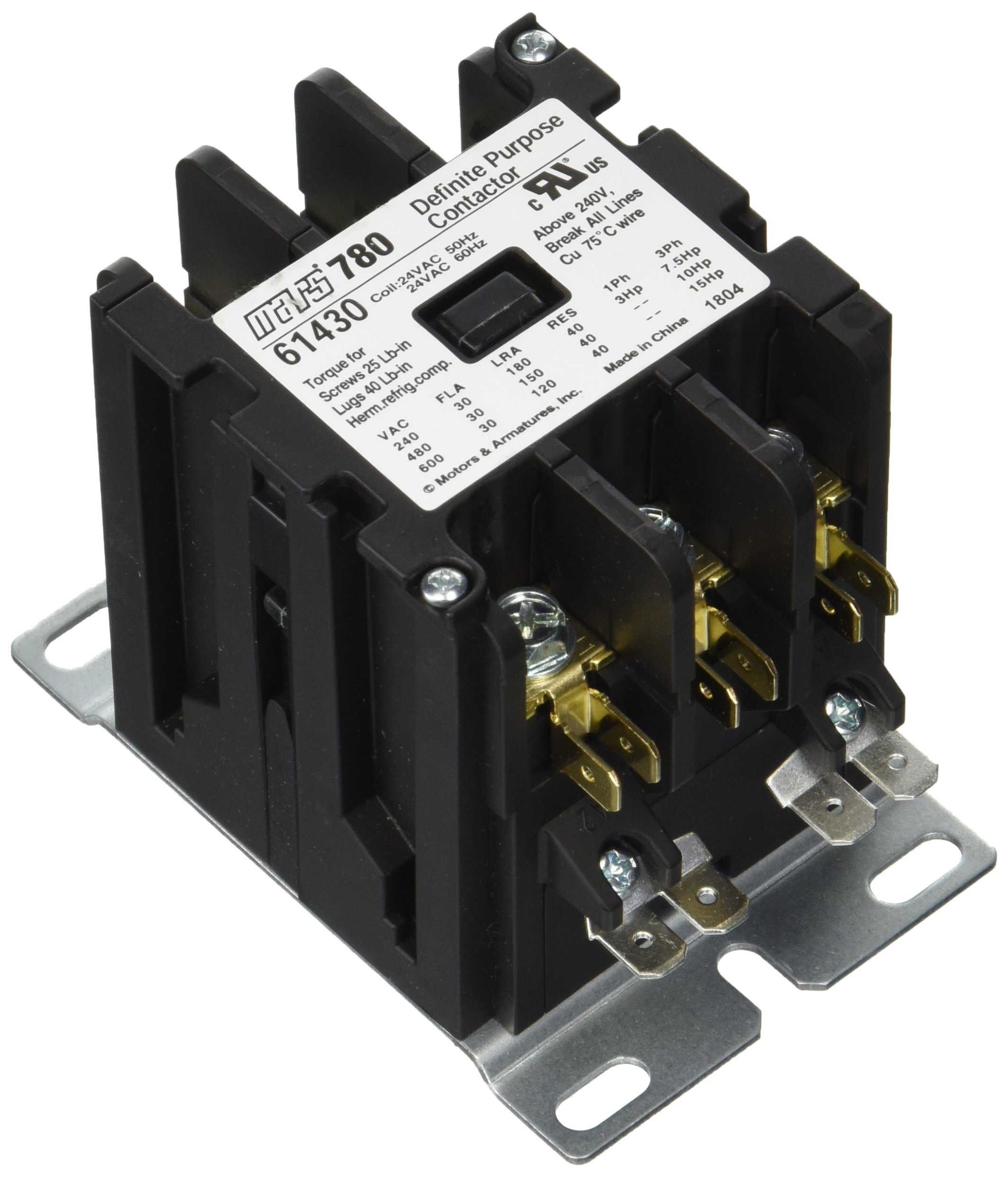 MARS - Motors & Armatures61430 3P 30A 24V Screw Term Contactor