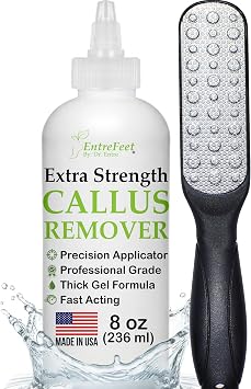 Callus Remover Gel & Double-Sided Foot File 8 oz Extra Strength Callus Remover for Feet, Foot Callus Remover Care, Pedicure Tools Supplies, Spa Kit, Dead Skin Scrubber