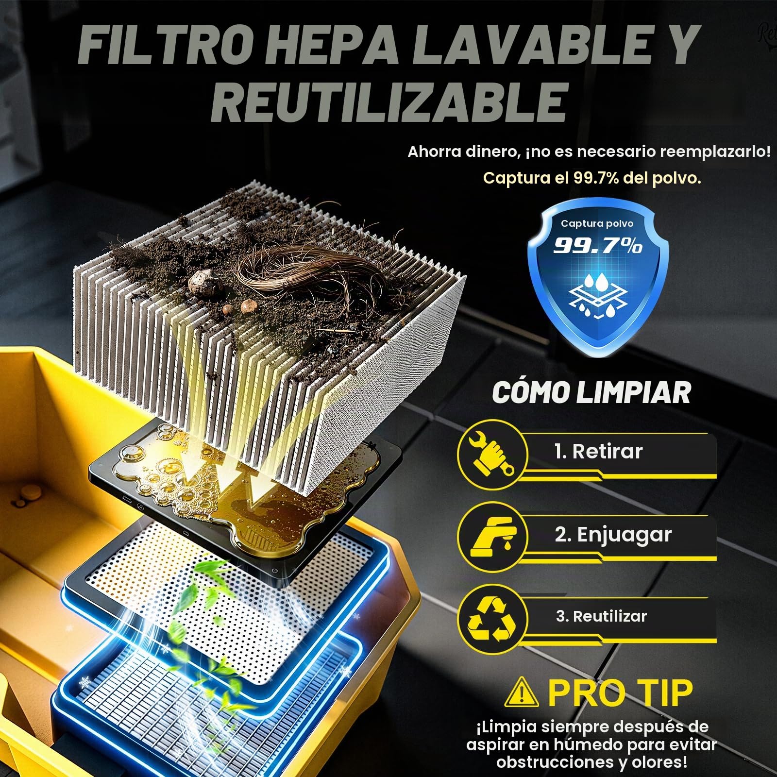 Aspiradora InaláMbrica Para SóLidos Y LíQuidos, Motor Sin Escobillas De 3000 W, 2 BateríAs De 4,0 Ah, Aspiradora De Taller 3 En 1 Con Filtro Hepa, Bandolera, 4 Ruedas Y Portacomplementos, PortáTil Par