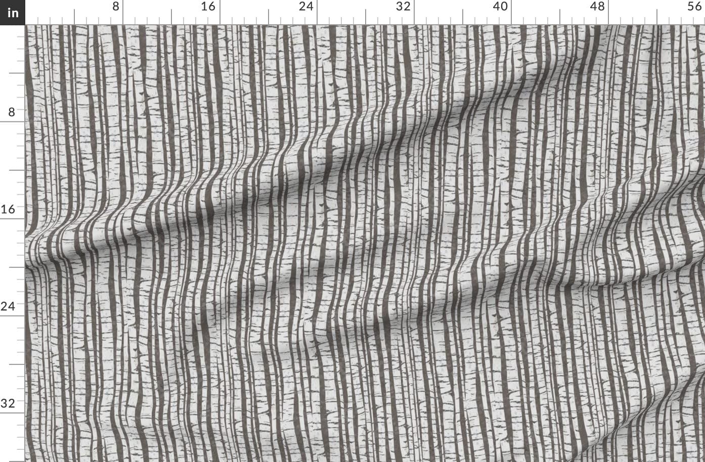 Spoonflower Fabric - Birch Forest Large Logs Warm Gray Aspen Tree Trees Pattern Woodland Printed on Organic Cotton Sateen Fabric by The Yard - Sewing Quilting Apparel Home Decor