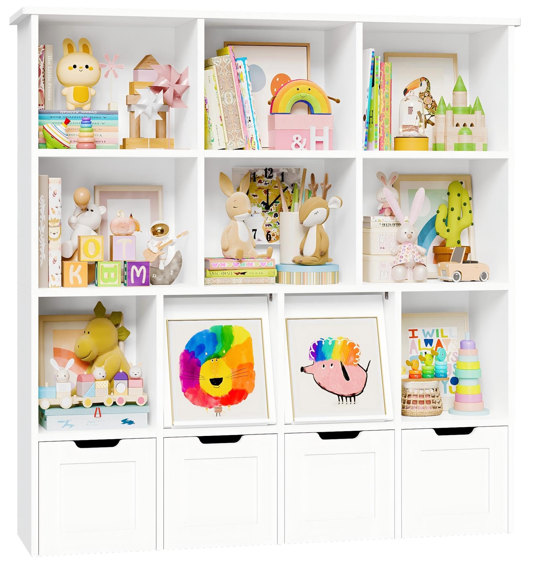 IRONCK Kids Toy Storage Unit Childrens Bookcase 2 Concealed Flip Doors — image 1