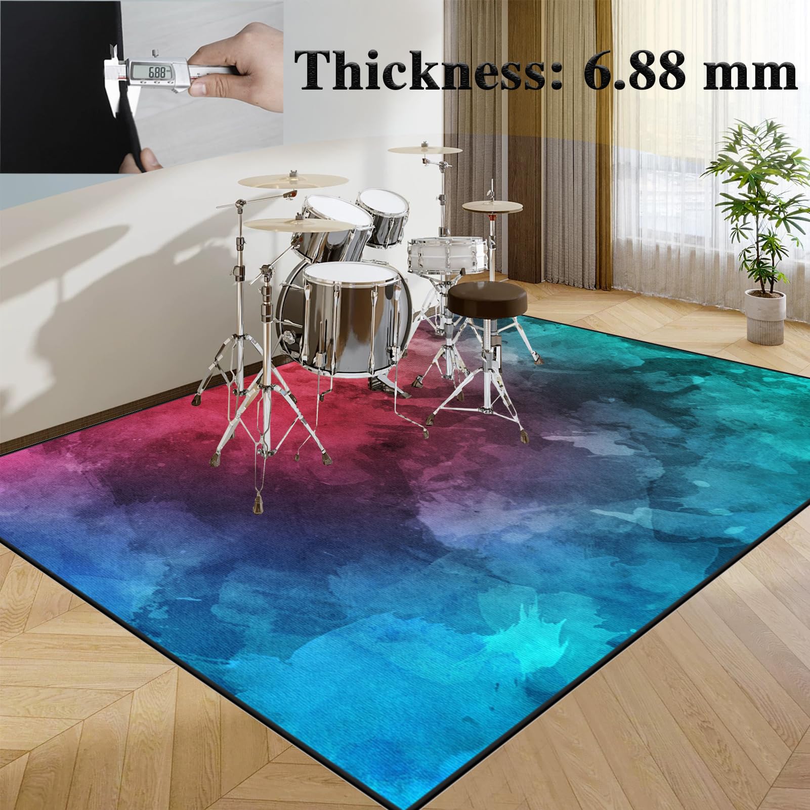 Elektryczny dywan perkusyjny, mata bębnowa, antypoślizgowa, profesjonalna mata do perkusji jazzowej, zestawu perkusyjnego, werbla, fortepianu, 150 x 120 cm