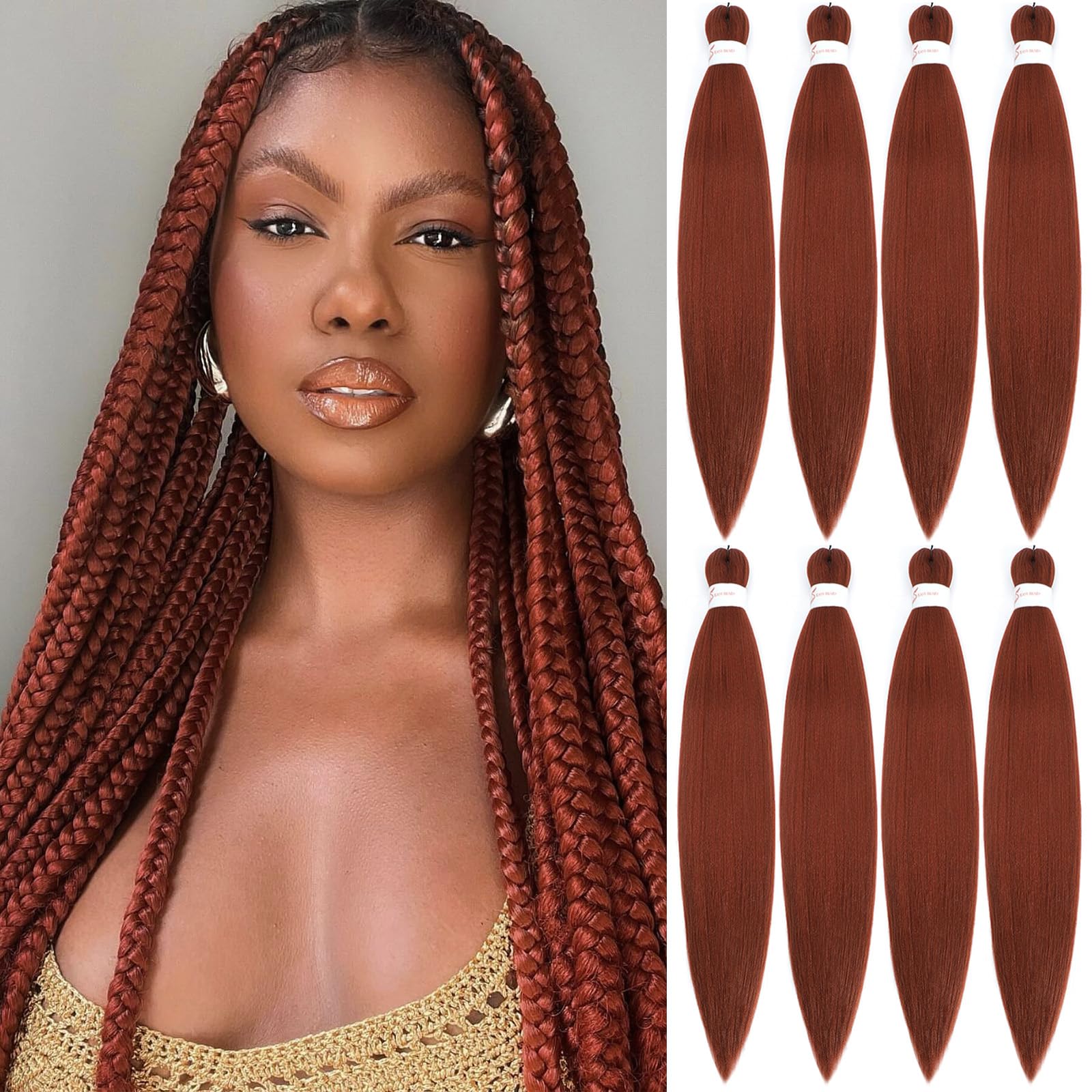 Amazon.com : Copper Braiding Hair Pre Stretched, 26 Inch 8 Pack