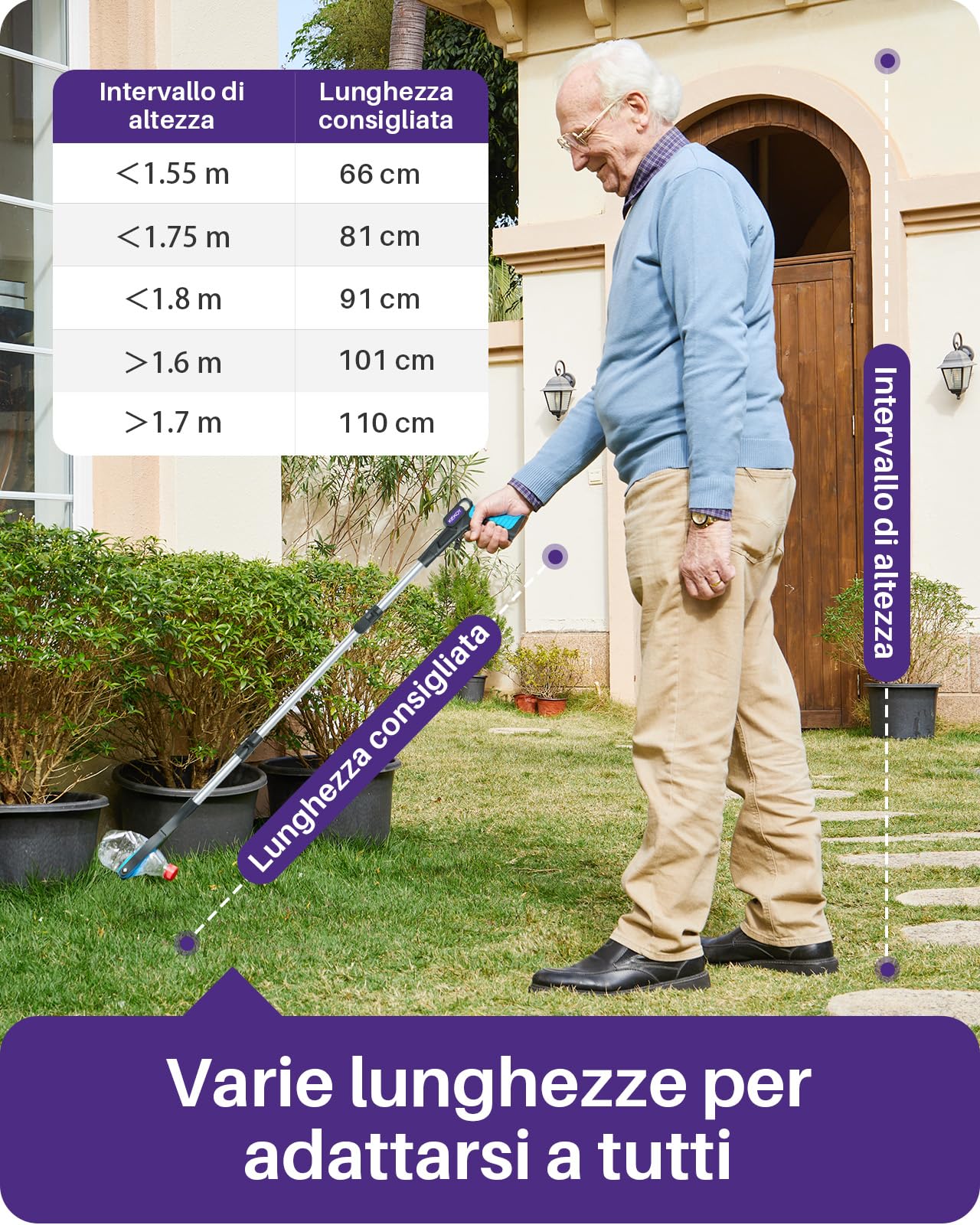 Kekoy Pinza Telescopica per Anziani Alluminio, Pinza Raccogli Oggetti Pieghevole/Girevole, Braccio Afferraggio Extra Lungo, Aiuto Afferrare con Punta Magnetica (110 cm 1 confezione)