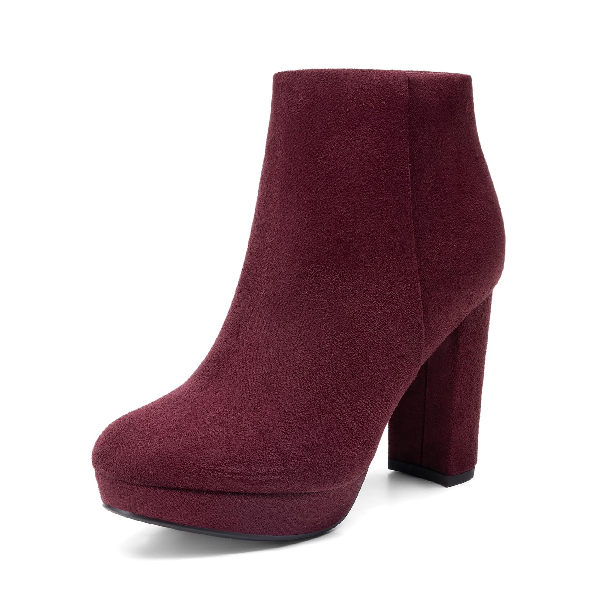 DREAM PAIRS Women's High Chunky Heel Ankle Boots Platform Short Ladies Booties,Size 10,Burgundy,STOMP